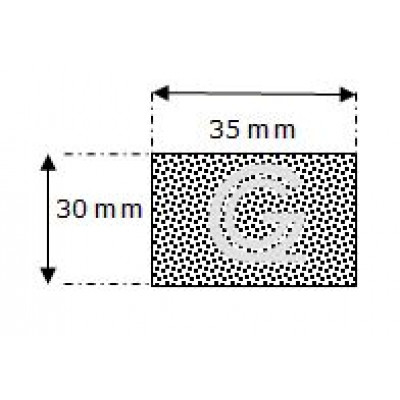 Rechthoekig mosrubber snoer | 30 x 35 mm | per meter